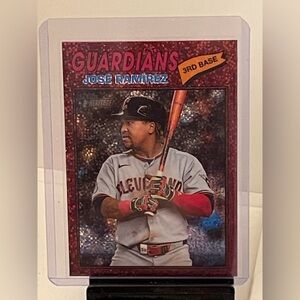 JOSE RAMIREZ 2026 TOPPS HERITAGE CARD RED SPARKLE PARALLEL